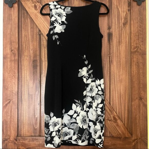 White House Black Market Black Floral Reversible Dress XS/S