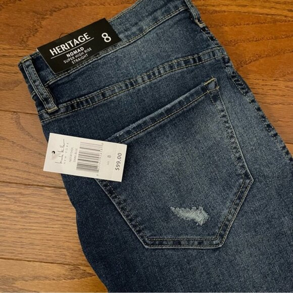 NWT Nicole Miller Heritage Nomad Super High Rise Straight Jeans Size 8