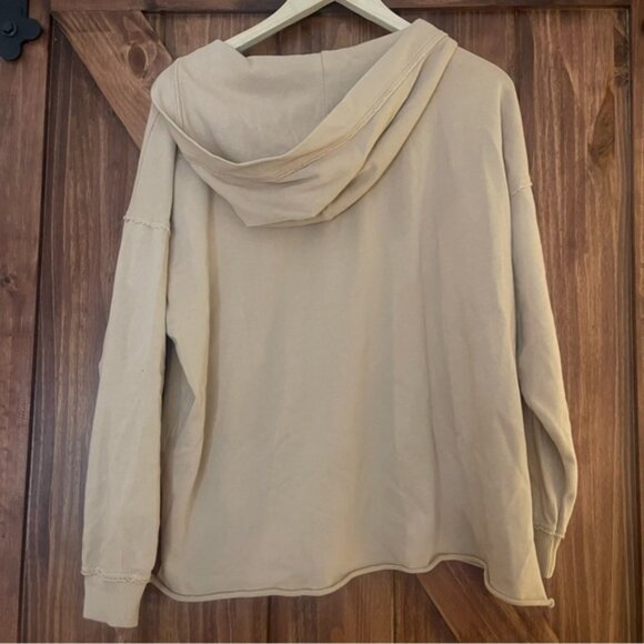 NWT Aerie Beige Oversized Lace-Up Hoodie XXS (Fits like Small/Medium)