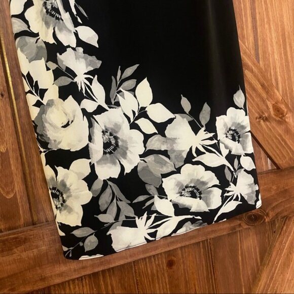 White House Black Market Black Floral Reversible Dress XS/S