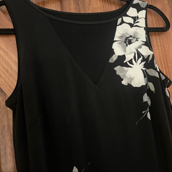 White House Black Market Black Floral Reversible Dress XS/S