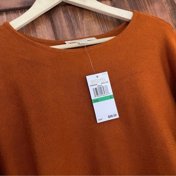 NWT Michael by Michael Kors Orange Sweater Size Large (Color: Maple Leaf)