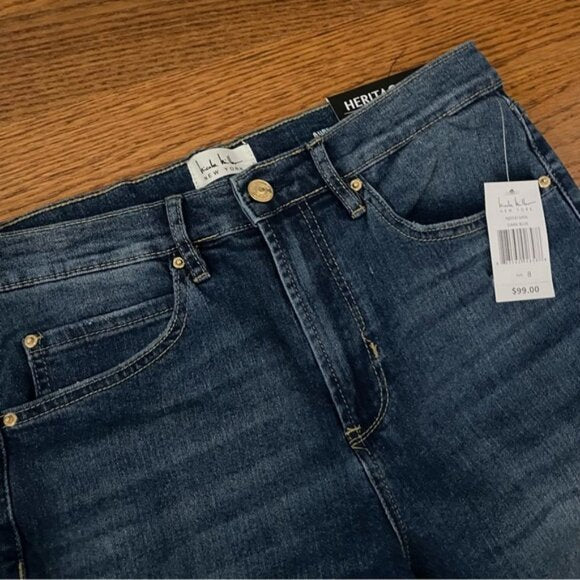 NWT Nicole Miller Heritage Nomad Super High Rise Straight Jeans Size 8