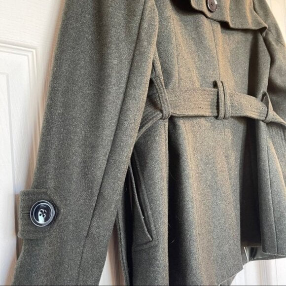 NWOT Banana Republic Army Green Pea Coat / Small