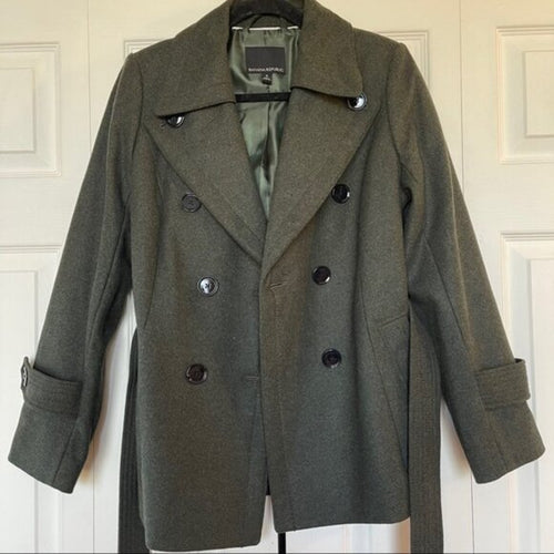 NWOT Banana Republic Army Green Pea Coat / Small